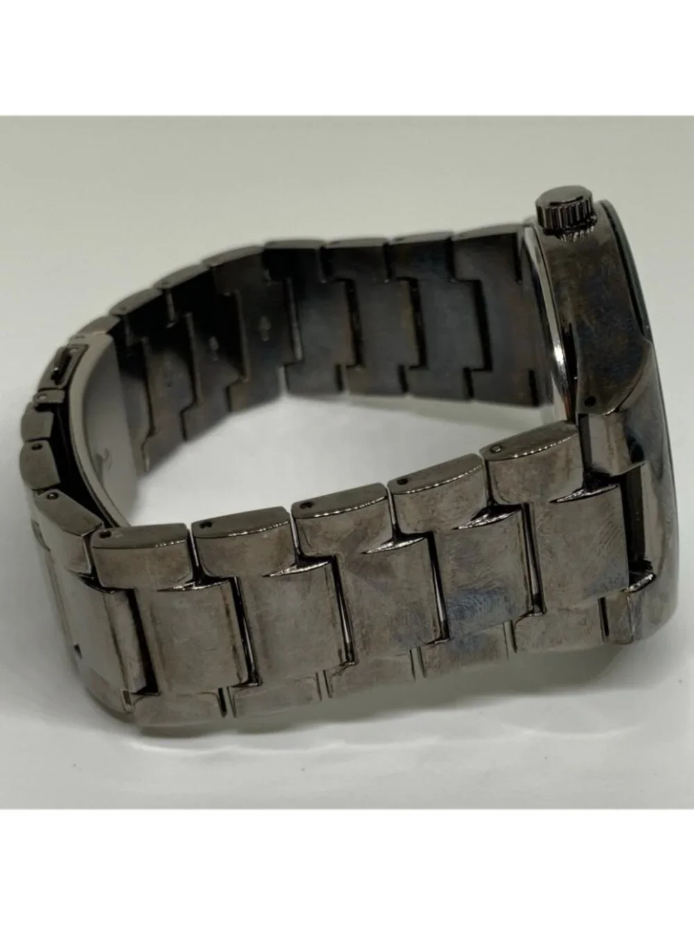 Geoffrey Beene Diamond men’s watch black tone 42mm quartz up to 7.5” running